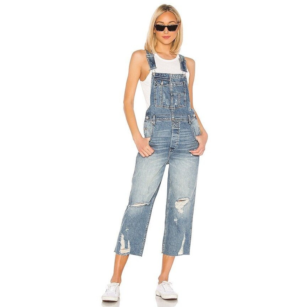 Revolve we the free Baggy denim‎ Overall boho wide leg retro 90s Y2K sz 27